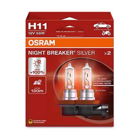 Halogen - Set 2 Becuri Halogen H11 Osram Night Breaker Silver (+100% Luminozitate)