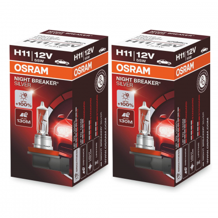 Electrica si Electronice Auto - Pachet 2 becuri halogen H11 12V Osram Night Breaker Silver +100%