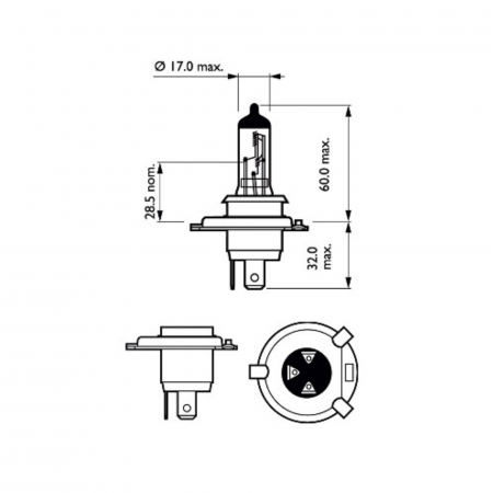 Bec Moto H4 Vision 12V 60/55W Philips (Blister) [2]