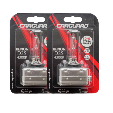 Pachete - Pachet 2 x Bec Xenon Auto CARGUARD D3S 4300K, 35W, +50% Lumina, 3100 Lumeni, Soclu PK32d-5, Alb Natural (OEM)