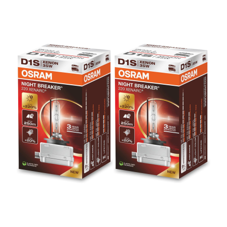 Branduri - Set 2 Becuri Xenon D1S OSRAM Xenarc Night Breaker 220 (+220%) - Performanță și Simetrie