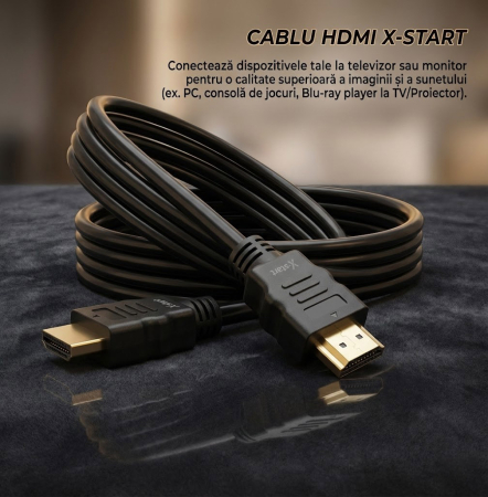 Cablu HDMI High Speed X-Start 4K Ultra HD, 1.5 Metri, Model HD004, Rezolutie 2160P / 60Hz, Conectori Tata-Tata, PVC si Aliaj [2]