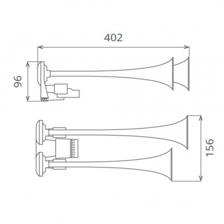 Claxon cu 2 goarne cromate, pentru camion, melodic fast&slow 24V, 1A [3]