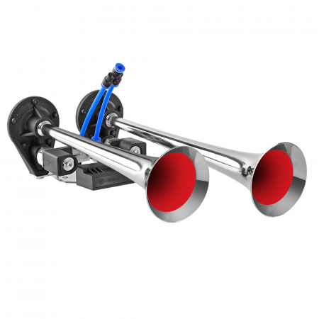 Branduri - Claxon cu 2 goarne cromate, pentru camion, melodic fast&slow 24V, 1A