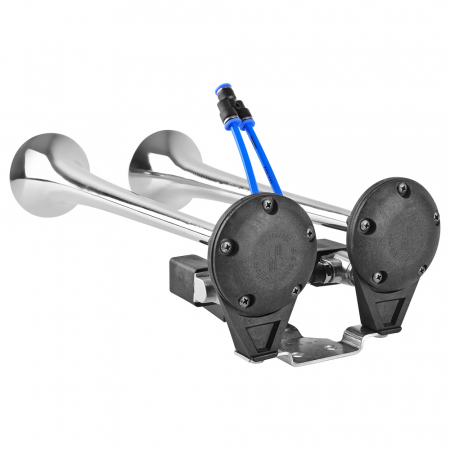 Claxon cu 2 goarne cromate, pentru camion, melodic fast&slow 24V, 1A [1]