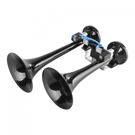 Branduri - Claxon cu 2 goarne negru metalic, pentru camion, melodic, 24V, 1A