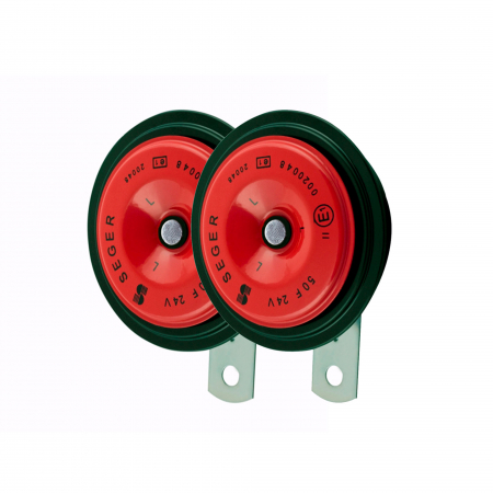 Branduri - Set 2 claxoane electromagnetice, tip disc, ton inalt si jos, pentru camion 24V 3A+3A