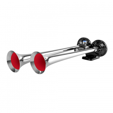 Branduri - Claxon cromat cu 2 goarne, pentru camion, 24V, 1A