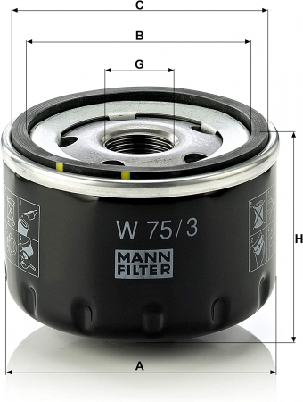 Filtru ulei Mann W75/3 pentru Dacia Dokker/ Duster/ Lodgy/ Logan/ Sandero [1]