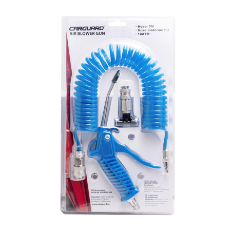 Kit Pistol Pneumatic Suflat Aer Carguard, Furtun Spiralat 5m (PU), Cupla Rapida "T", Presiune 10 ATM, Ideal Cabina Camion / Atelier [1]
