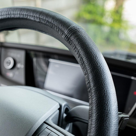 Husă Volan UMBRELLA Piele Naturală - Negru, Diametru 47-49 cm (Universal, Dimensiune Mare) [3]