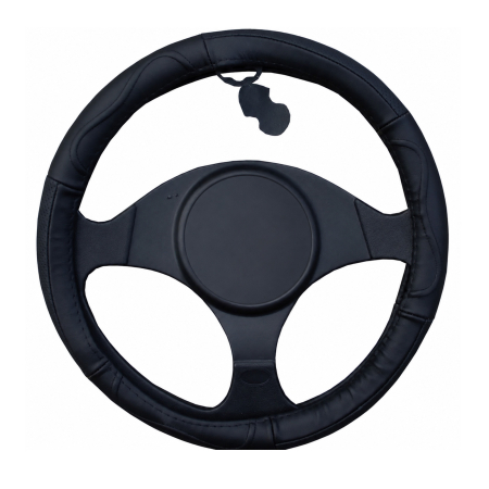 Husă Volan din Piele Naturală Neagră, 37-38 cm – Calitate Premium + Cadou Lavetă Microfibră [2]
