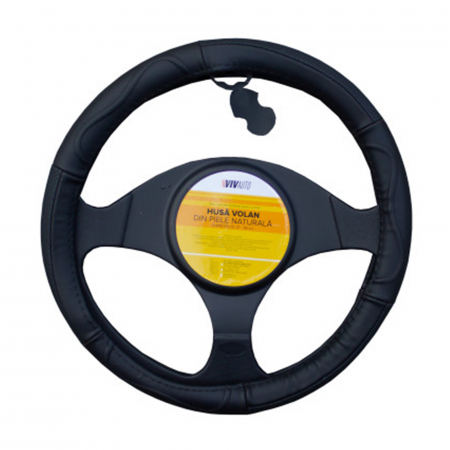 Branduri - Husa volan din piele neagra naturala 37-38 cm