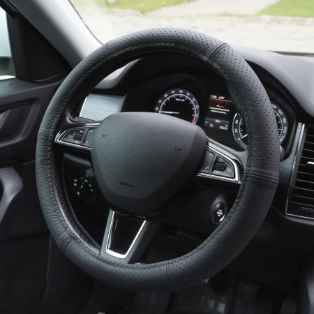 Husă Volan Umbrella Piele Naturală Perforată - Negru, 42-44 cm [2]