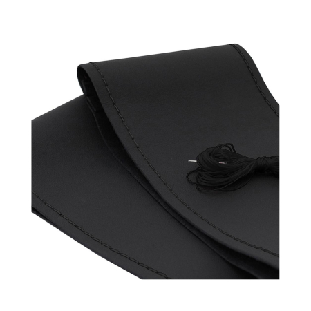 Huse Auto - Husă Volan Umbrella cu Snur - Piele Naturală, Negru, 39-40 cm (Cusătură)