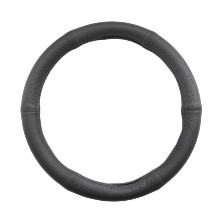 Huse Auto - Husă Volan Umbrella Piele Naturală Semi-Perforată - Negru, 35-37 cm