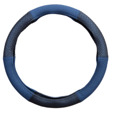 Branduri - Husă Volan Umbrella Piele Naturală Perforată - Albastru/Negru, 37-39 cm