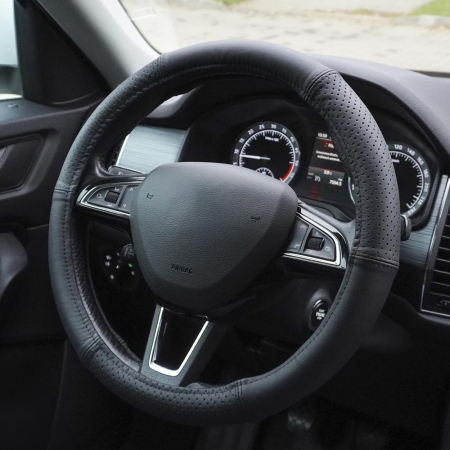 Husă Volan Umbrella Piele Naturală Semi-Perforată - Negru, 37-39 cm [2]