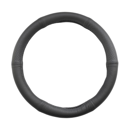 Huse Auto - Husă Volan Umbrella Piele Naturală Semi-Perforată - Negru, 37-39 cm