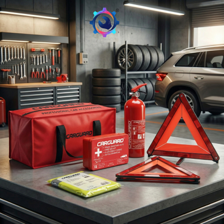 Kit Siguranță Auto Obligatoriu R.A.R. - Stingător Manometru & Trusă DIN 13164 (5 Piese) [1]