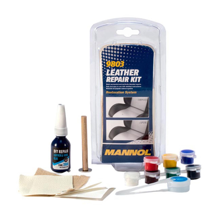 Branduri - Kit Reparatie Piele si Vinil MANNOL, 7 Culori Mixabile, pentru Tapiterie Auto, Volan, Mobilier, Geci si Incaltaminte, Restaureaza Zgarieturi, Crapaturi si Arsuri