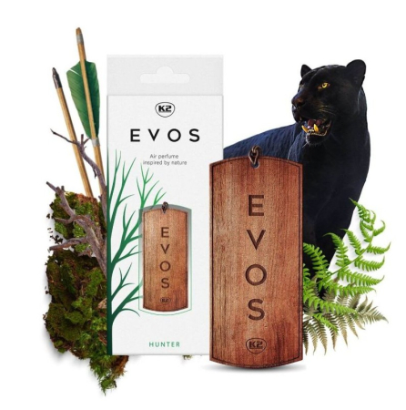 Odorizant Auto din Lemn Masiv K2 EVOS HUNTER, Parfum Fougère (Bergamotă, Geranium, Mușchi), Design Dog Tag [1]