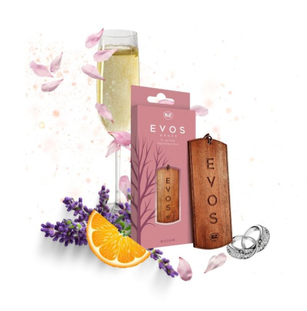 Odorizant Auto din Lemn Masiv K2 EVOS GRACE MADAM, Parfum Floral (Portocală, Lavandă, Ambră), Pandantiv Romantic [1]
