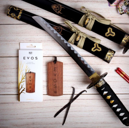Odorizant Auto din Lemn Masiv K2 EVOS SAMURAI, Parfum Oriental (Portocală, Cardamom, Vanilie), Design Dog Tag [2]
