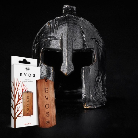 Odorizant Auto din Lemn Masiv K2 EVOS SPARTA, Parfum Chypre (Grapefruit, Cedru, Mosc), Design Elegant Dog Tag [1]