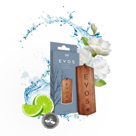Odorizant Auto din Lemn Masiv K2 EVOS GRACE VALKIRIA, Parfum Floral-Oriental (Bergamotă, Iasomie, Cacao), Pandantiv Elegant [1]