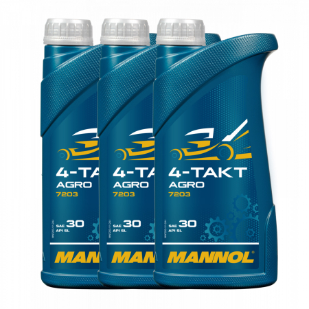Moto - Pachet 3 litri Ulei Motor drujba MANNOL 4-Takt Agro SAE 30 Mineral (Utilaje Grădină, Anti-depuneri)