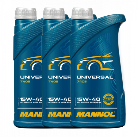 15W40 - Pachet 3 litri Ulei Motor Mannol Universal 15W-40 (Mineral, Protecție Extinsă)