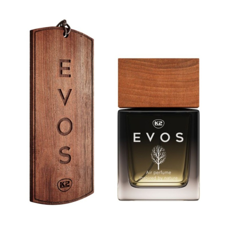 Pachet Complet Odorizant Auto K2 EVOS SPARTA: Pandantiv Lemn + Parfum Spray 50ml, Aromă Chypre (Grapefruit, Cedru, Mosc) [2]
