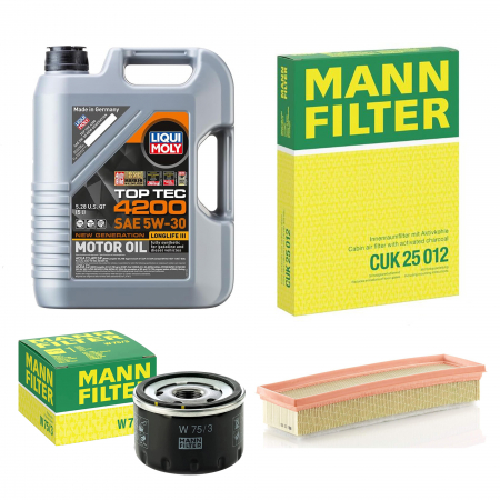 Dacia - Pachet Revizie Ulei Liqui Moly TopTec 4200 5W30 4 litri + Filtre pentru Dacia Dokker 1.6 MPI 85 ->2012