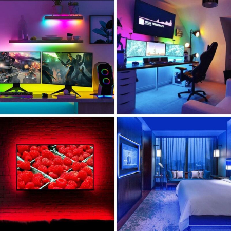 Pachet 2 buc x Bandă LED RGB 5m (Total 10m) - Kituri Complete, Impermeabile IP65, Telecomandă [2]
