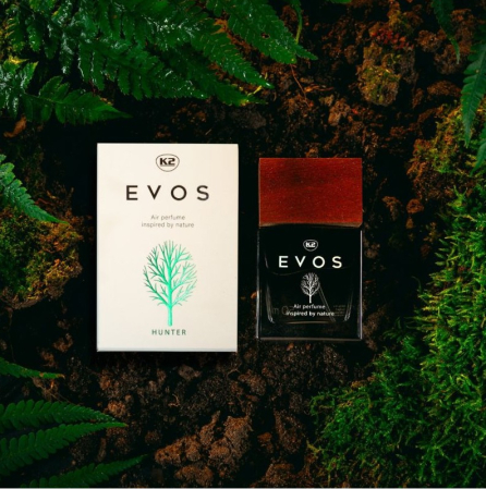 Parfum Auto Spray K2 EVOS HUNTER 50ml, Aromă Fougère (Bergamotă, Geranium, Mușchi), Sticlă cu Dop de Lemn [5]