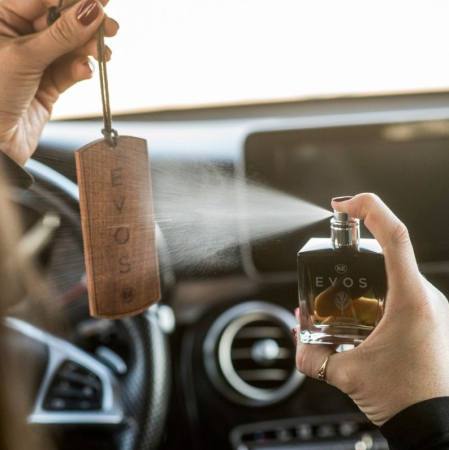 Parfum Auto Spray K2 EVOS UNICORN 50ml, Aromă Fructată (Piersică, Plumeria, Santal), Sticlă cu Dop de Lemn [6]