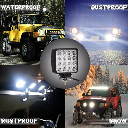 Proiector LED auto Offroad 16 led 48W patrat [5]