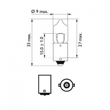 Set 10 Becuri Auxiliare H10W 12V 10W BA9S [2]