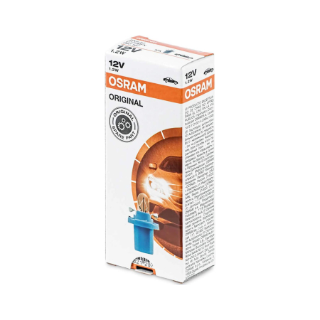 Auxiliare Halogen - Set 10 Becuri Bord BX8.5D, Soclu Albastru, 12V 1.2W,  Osram