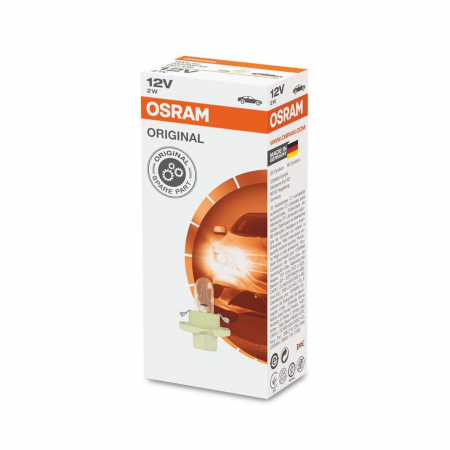 Auxiliare Halogen - Set 10 Becuri Bord BX8.4D, Soclu Bej 12V 1.5W, Osram