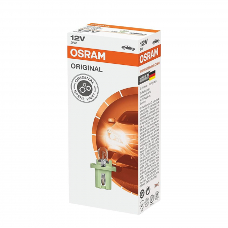 Electrica si Electronice Auto - Set 10 Becuri Bord BX8.5D, Soclu Verde Deschis 12V 2W, Osram