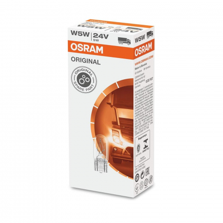 Electrica si Electronice Auto - Set 10 Becuri Camion 24V W5W, Osram Original