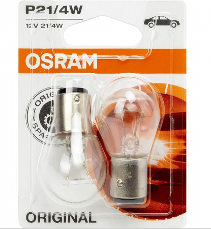 Becuri Auto - Set 2 bec P21/4W Osram Original Blister dublu filament pentru lampa frana
