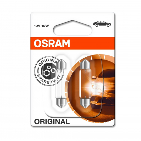 Becuri Auto - Set 2 Becuri 12V C10W, Original Blister, Osram