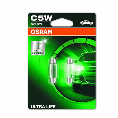 Auxiliare Halogen - Set 2 Becuri 12V C5W Osram, Ultra Life Blister