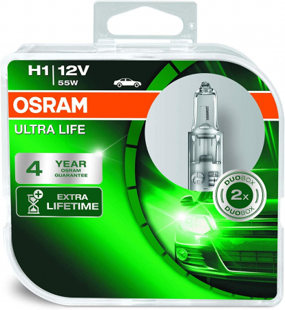 Halogen - Set 2 Becuri H1 12V 55W Osram, Ultra Life