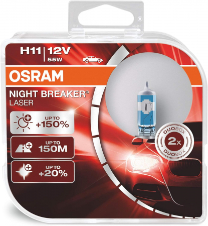 Electrica si Electronice Auto - Set 2 becuri halogen H11 12V Osram Night Breaker Laser +150%