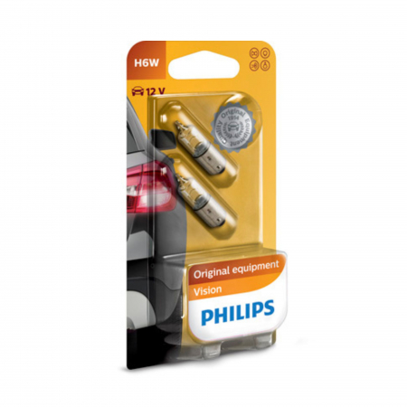 Electrica si Electronice Auto - Set 2 Becuri 12V H6W BAX9S (Blister) Vision Philips