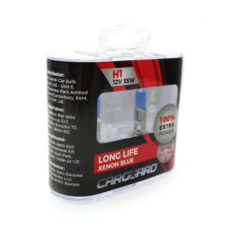 Set 2 Becuri Auto Halogen H1 Carguard Long Life, +100% Intensitate, Efect Alb Xenon, 12V, 55W [2]